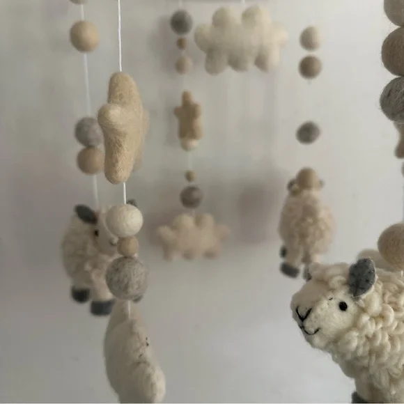 Wool Felt Sheep Baby Mobile - Picture 8 of 9